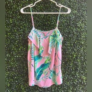 Lilly Pulitzer Pink Tropical Ruffle Cami